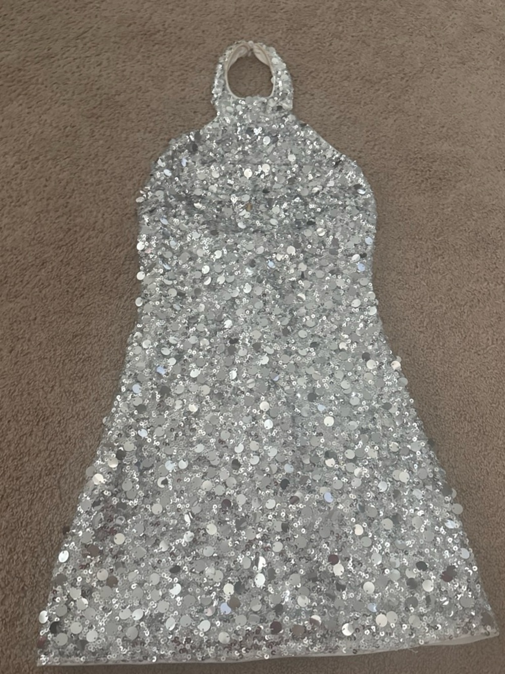 Sparkly Beaded Halter Bodycon Mini Dress